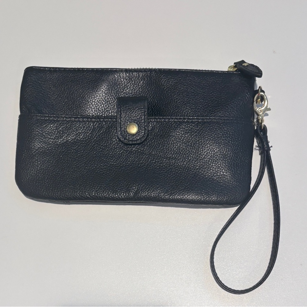 Classic Black Leather Wristlet Clutch - Picture 6 of 10